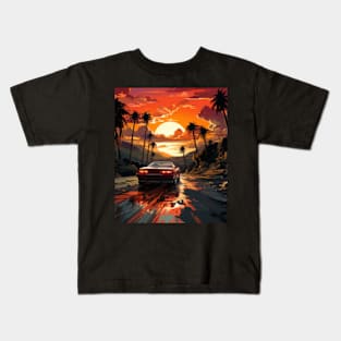 Retrowave Synthwave Aesthetic Sports Car 80s 90s Kids T-Shirt